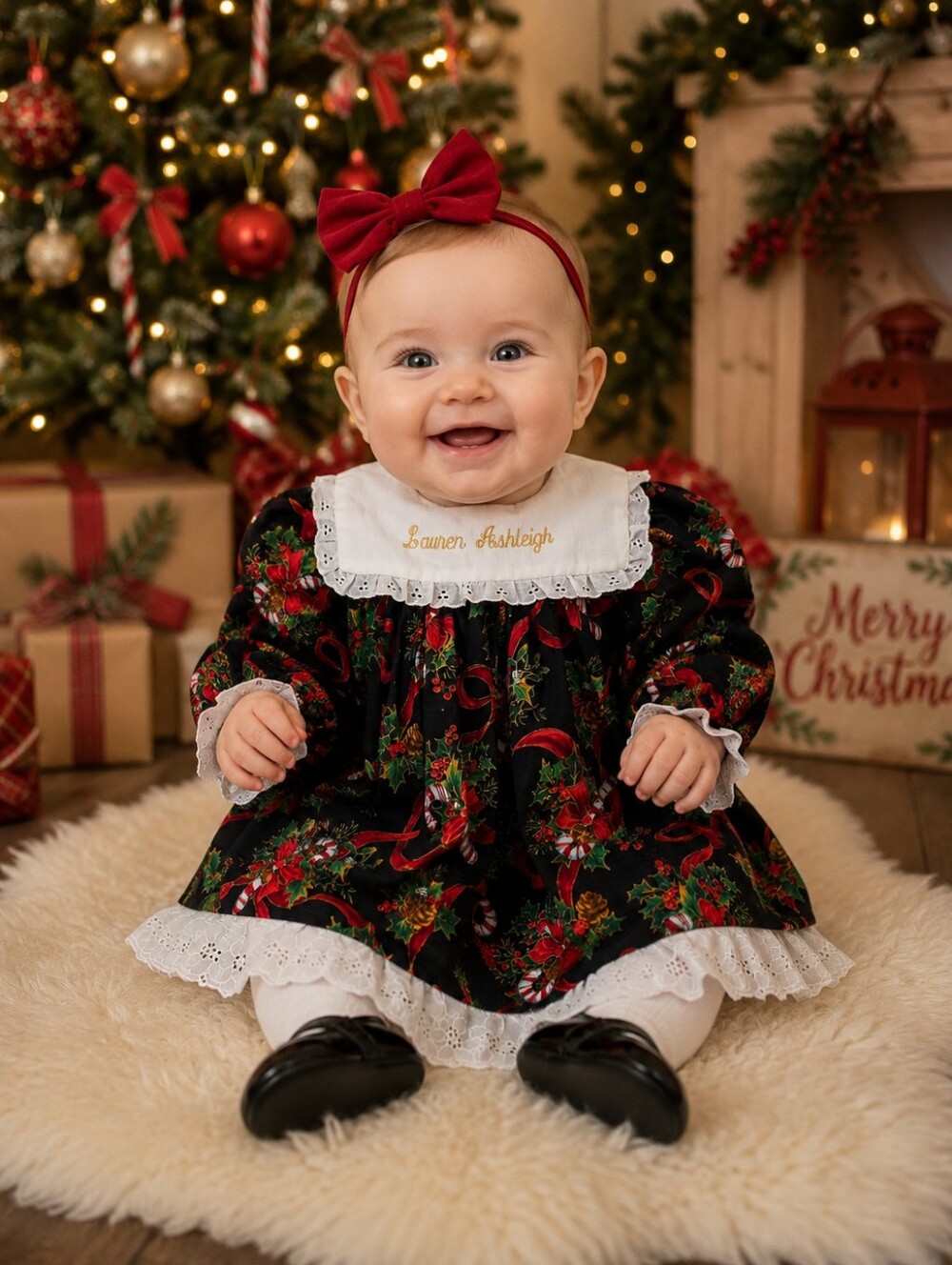 Sandpiper Black & Red Holiday Girls' Dress